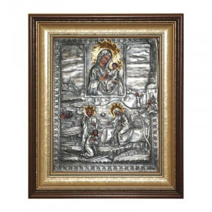 Ікона Тихвінської Богоматері із зображенням явлення Пресвятої Богородиці паламарю Георгію 62*48 см. B510677