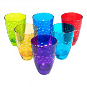 Комплект стаканов разных цветов для напитков с оригинальным дизайном Италия 400 мл. 6 шт. B131007