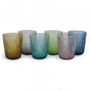 Набір склянок різних кольорів із рослинним візерунком Італія 300 мл. 6 шт. B131016
