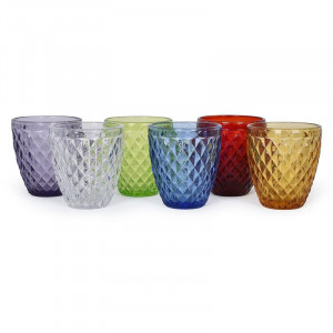 Комплект склянок різних кольорів із рельєфним малюнком Італія 250 мл. 6 шт. B131021