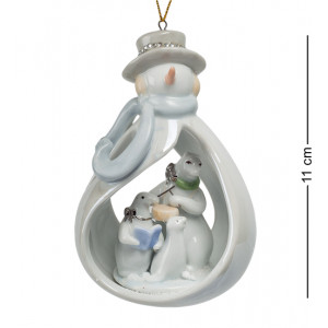 Подвесная елочная игрушка керамическая Снеговик 7,5*6,5*11 см. B600076
