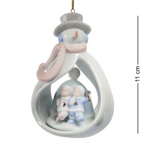 Підвісна ялинкова іграшка керамічна Сніговик 7,5*6,5*11 см. B600078