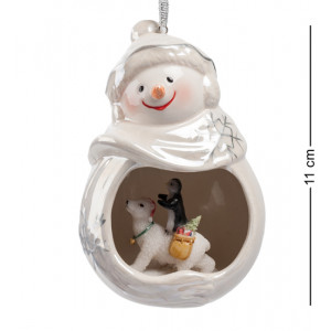 Подвесная елочная игрушка керамическая Снеговик 7*6,5*10,5 см. B600080