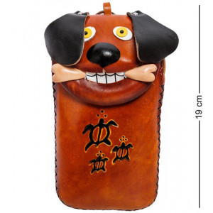 Кожаный чехол для телефона Собака 10*19*4 см. коричневый B600177