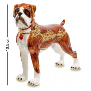 Оригинальная шкатулка для украшений металлическая Собака боксер 10,5*4*13 см. B600342