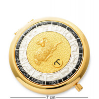 Круглое косметическое зеркало "Овен" карманное золотистое 7*1 см. B600373