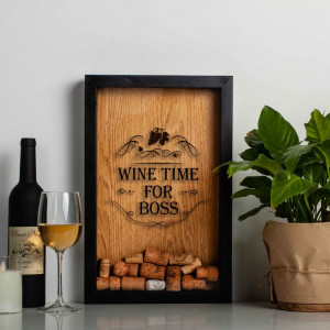 Рамка для винних пробок Wine time for boss 29,5*45*5 см. чорно-коричнева B132038