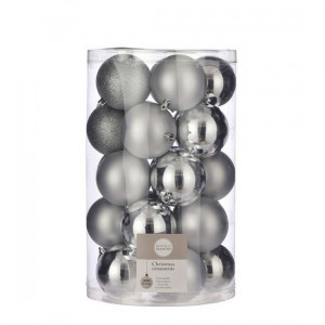 Елочные шары набор 25 шт. серебристый B590945