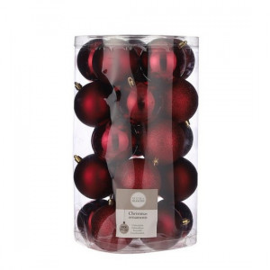 Набір ялинкових кульок 25 шт. темно-червоний B590946