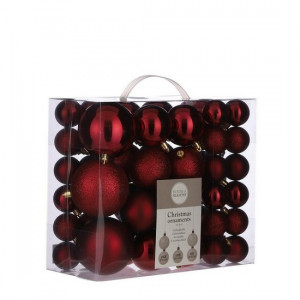 Новогодние елочные шары набор 46 шт. красный B590951