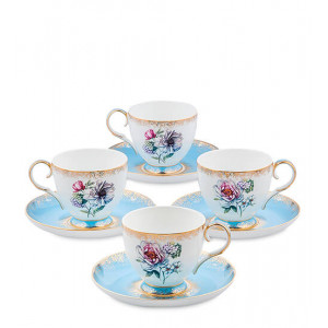 Чайний набір фарфоровий 8 предметів 4 чашки 200 мл. та 4 блюдця Квітка Неаполя B600962
