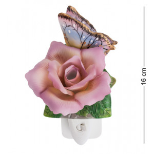 Нічник світильник керамічний Троянда з метеликом 8,5*11,5*16 см. B6001313