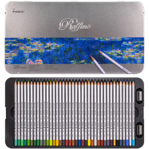 Кольорові олівці набір подарунковий 120 кольорів B200088 у металевому футлярі Marco