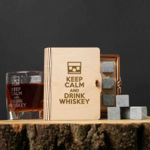Камені кубики для віскі 6 штук Keep calm and drink whiskey у подарунковій коробці B132259