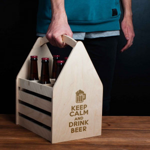 Ящик для 6 пляшок пива Keep calm and drink beer B132272