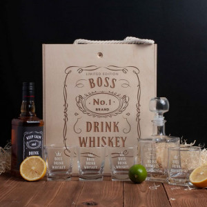 Набор для виски 5 предметов Boss №1 Drink whiskey в ящике 37*31*11 см. B132275