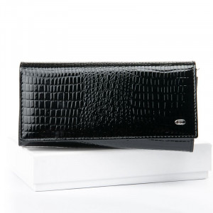Великий жіночий гаманець лакова шкіра 18,5*9,5*3,5 см. чорний B300789