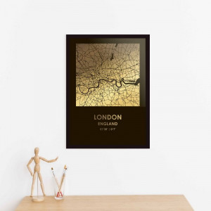 Постер Карта Лондона персоналізований А3 чорно-золотий B132383