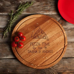 Дошка дерев'яна для нарізки піци 35*35*2 Pizza time іменна B132411