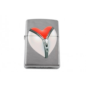 Запальничка Zippo 28327 Zip Heart срібляста з малюнком B670198