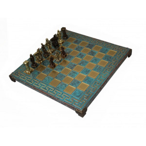Шахматы подарочные 28х28 см элитная дорогая серия в деревянном футляре бирюзовые B670423