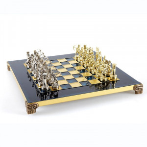 Мини шахматы подарочные 28х28 см. в деревянном футляре синие B670403