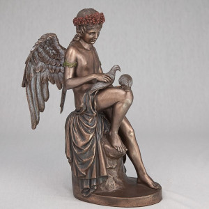 Статуетка Амур із голубами 26 см B030301 бронзове покриття Подарунок закоханим