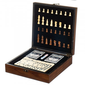 Набір подарунковий шахи, доміно, карти та кубики 23,5x23,5x6,5 см B030529