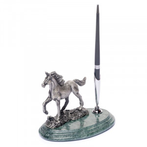 Подарочная подставка для ручки мраморная со статуэткой коня B540026