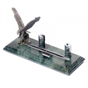 Настольный набор для визиток и ручки "Орел" B540046 мрамор и металл
