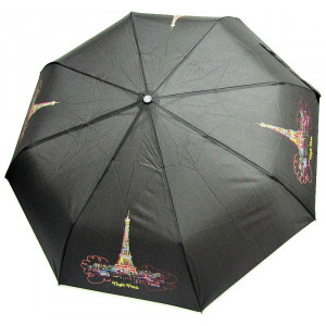 Стильна парасолька Париж автомат складаний чорний B160275