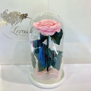 Троянда 27 см у скляній колбі B830121 Lerosh вічна рожева