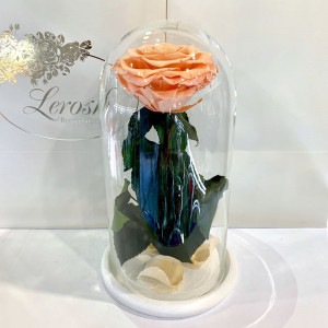 Стабилизированная роза в колбе B830119 Lerosh персиковая 27 см