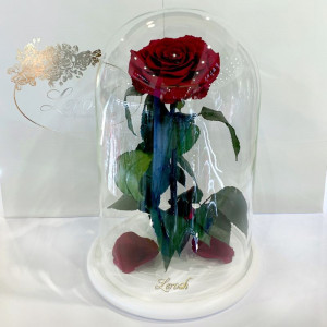 Роза в стеклянной колбе B830152 бордово-малиновая 33 см