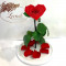 Стабілізована троянда B830176 у колбі у формі серця на білій підставці червона 33 см