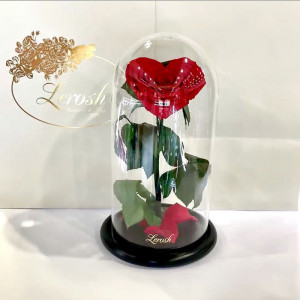 Роза в колбе B830123 в форме сердца красная 27 см