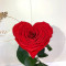 Троянди в колбі Lerosh B830131 вічна троянда у формі серця на білій підставці червона 27 см.
