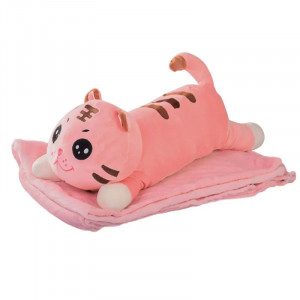 Мягкая игрушка-плед B140286 кошка 55 см. и плед 150x115 см. розовая 
