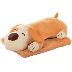 Мягкая игрушка-плед B140287 собака 60 см. и плед 175x100 см. оранжевая 