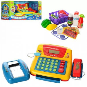 Игровой набор детский B140338 Кассовый аппарат и корзинка с продуктами 