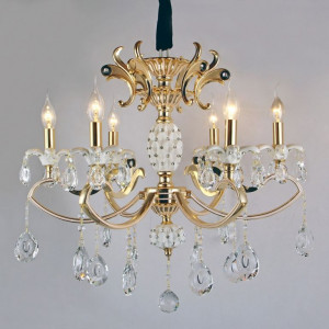 Люстра кришталева на 6 свічок B031021 у класичному стилі з кристалами золотиста 67x50 см