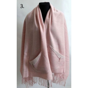 Жіноча шаль із кишенями B153543 Vladi біло-рожева 200x70 см.