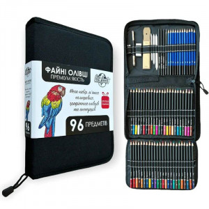 Набор цветных карандашей B164017 Art Planet для рисования 96 предметов в чехле 