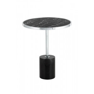 Столик кофейный B168616 Kayoom с круглой столешницей серебристо-черный 46x46x53 см. 