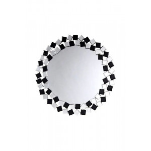 Кругле настінне дзеркало B168495 Kayoom сріблясто-чорне 80x80x1,6 см.