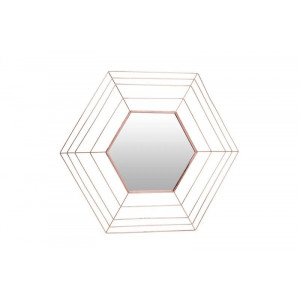 Настінне дзеркало B168518 Kayoom з шестикутною металевою мідною рамою 69x79,5x1,5 см.