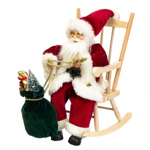 Фігурка декоративна Дід Мороз B0301436 у кріслі-качалці 30 см.