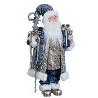 Фигурка декоративная B0301441 Санта с посохом в синем костюме 32x61 см. 