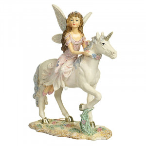 Декоративна статуетка Фея та єдиноріг біла 17x19,5 см B0301464