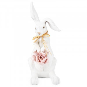 Статуэтка декоративная Кролик B0301442 белая 9x14x25 см. 